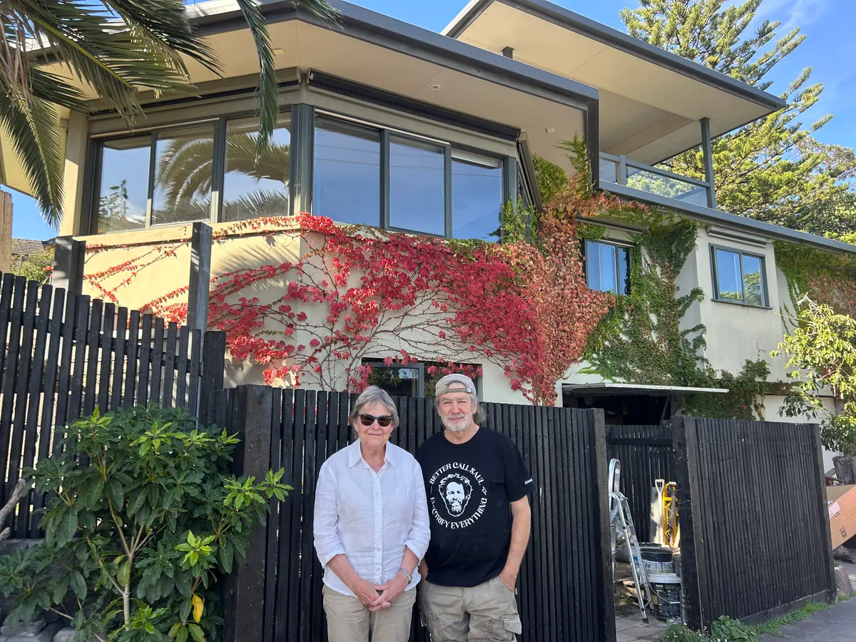 Mike and Kay outside their Hawthorn home, where the gas boiler was replaced with a Thermal Dawn system